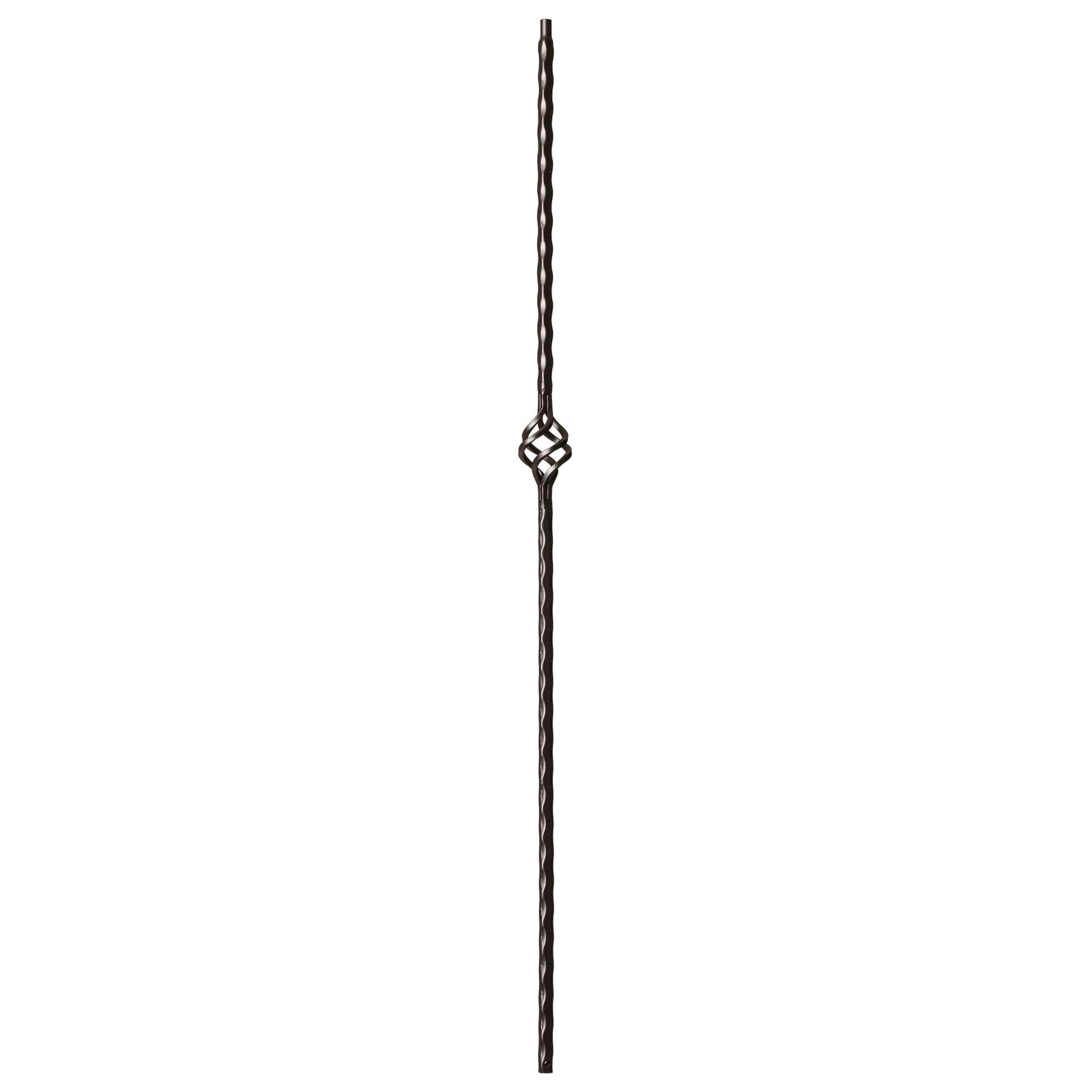 Hammered Edge Series 9/16" Square x 44"H Single Basket with Hammered Edge Hollow Iron Baluster (9027HE) - Stair Parts USA