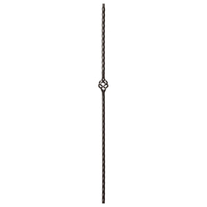 Hammered Edge Series 9/16" Square x 44"H Single Basket with Hammered Edge Hollow Iron Baluster (9027HE) - Stair Parts USA