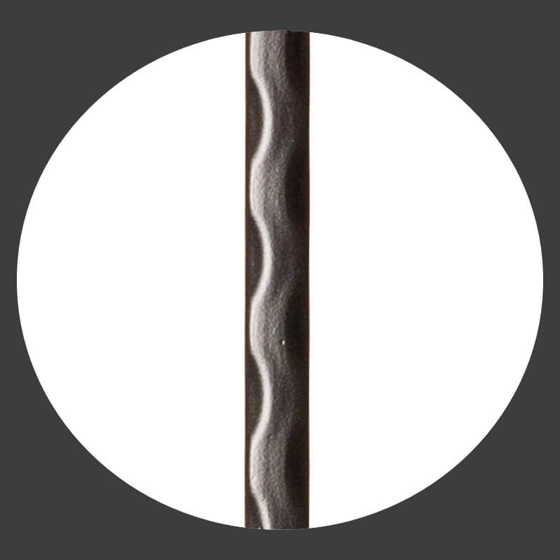 Hammered Edge Series 9/16" Square x 44"H Single Feather with Hammered Edge Hollow Iron Baluster (9021HE) - Stair Parts USA