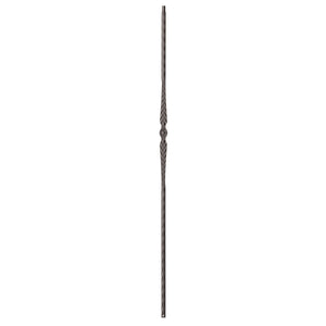 Hammered Edge Series 9/16" Square x 44"H Single Feather with Hammered Edge Hollow Iron Baluster (9021HE) - Stair Parts USA