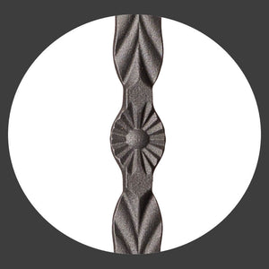 Hammered Edge Series 9/16" Square x 44"H Single Feather with Hammered Edge Hollow Iron Baluster (9021HE) - Stair Parts USA