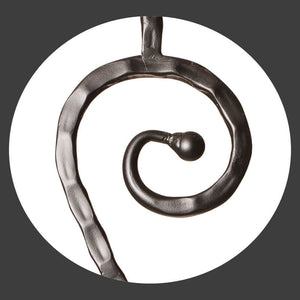 Hammered Face Series 9/16" Square x 44 - 3/32"H 5" x 14 - 1/2" "S" Scroll and Ball with Hammered Face - Hollow Iron Baluster (9034HF) - Stair Parts USA