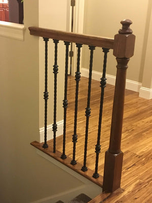 Hammered Face Series 9/16" Square x 44 - 3/32"H Double Ball with Hammered Face - Hollow Iron Baluster (9033HF) - Stair Parts USA
