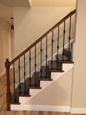 Hammered Face Series 9/16" Square x 44 - 3/32"H Double Ball with Hammered Face - Hollow Iron Baluster (9033HF) - Stair Parts USA