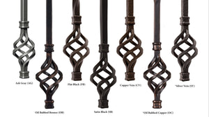 Hammered Face Series 9/16" Square x 44 - 3/32"H Double Knob with Hammered Face - Hollow Iron Baluster (9046HF) - Stair Parts USA