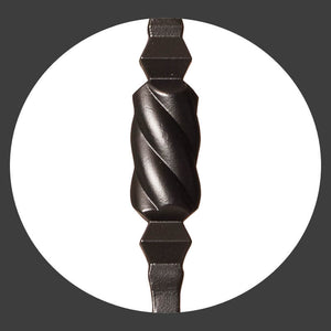 Hammered Face Series 9/16" Square x 44 - 3/32"H Double Knob with Hammered Face - Hollow Iron Baluster (9046HF) - Stair Parts USA