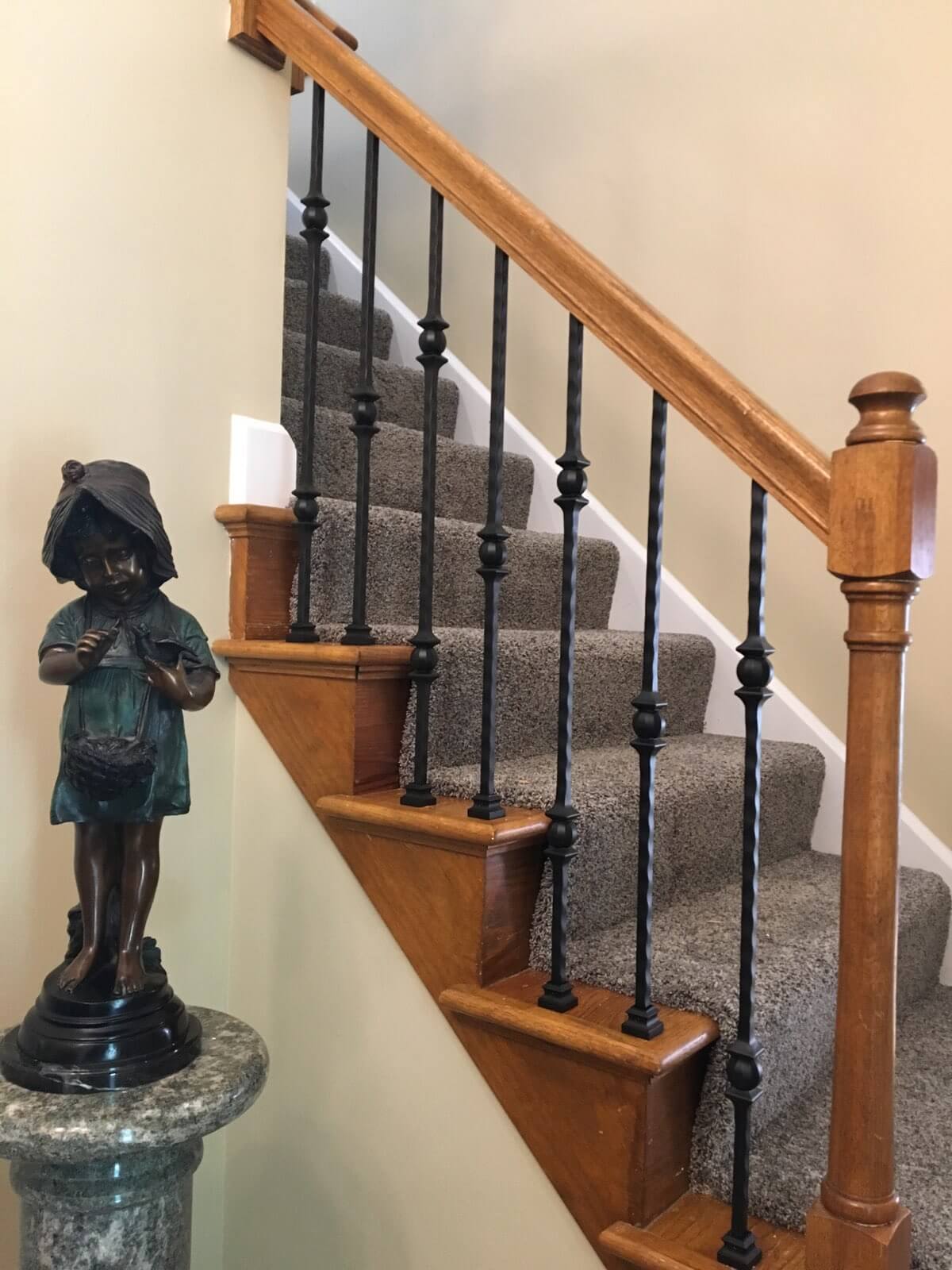 Hammered Face Series 9/16" Square x 44 - 3/32"H Single Ball with Hammered Face - Hollow Iron Baluster (9032HF) - Stair Parts USA