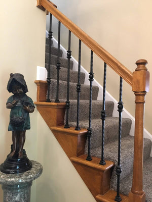 Hammered Face Series 9/16" Square x 44 - 3/32"H Single Ball with Hammered Face - Hollow Iron Baluster (9032HF) - Stair Parts USA