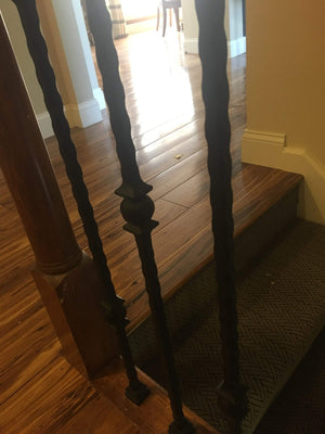 Hammered Face Series 9/16" Square x 44 - 3/32"H Single Ball with Hammered Face - Hollow Iron Baluster (9032HF) - Stair Parts USA
