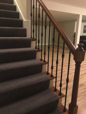 Hammered Face Series 9/16" Square x 44 - 3/32"H Single Ball with Hammered Face - Hollow Iron Baluster (9032HF) - Stair Parts USA