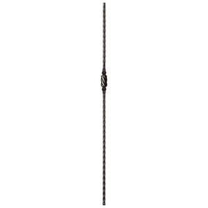 Hammered Face Series 9/16" Square x 44 - 3/32"H Single Knob with Hammered Face - Hollow Iron Baluster (9045HF) - Stair Parts USA