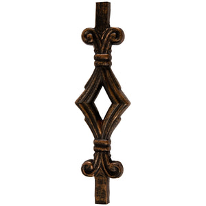 Hammered Face Series 9/16" Square x 44"H Single Diamond with Hammered Face - Hollow Iron Baluster (9040HF) - Stair Parts USA