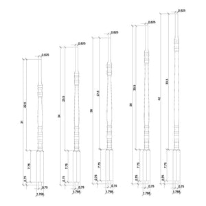 Hampton 1 - 1/4" 5200 Structural Rise Pin Top Baluster - Stair Parts USA