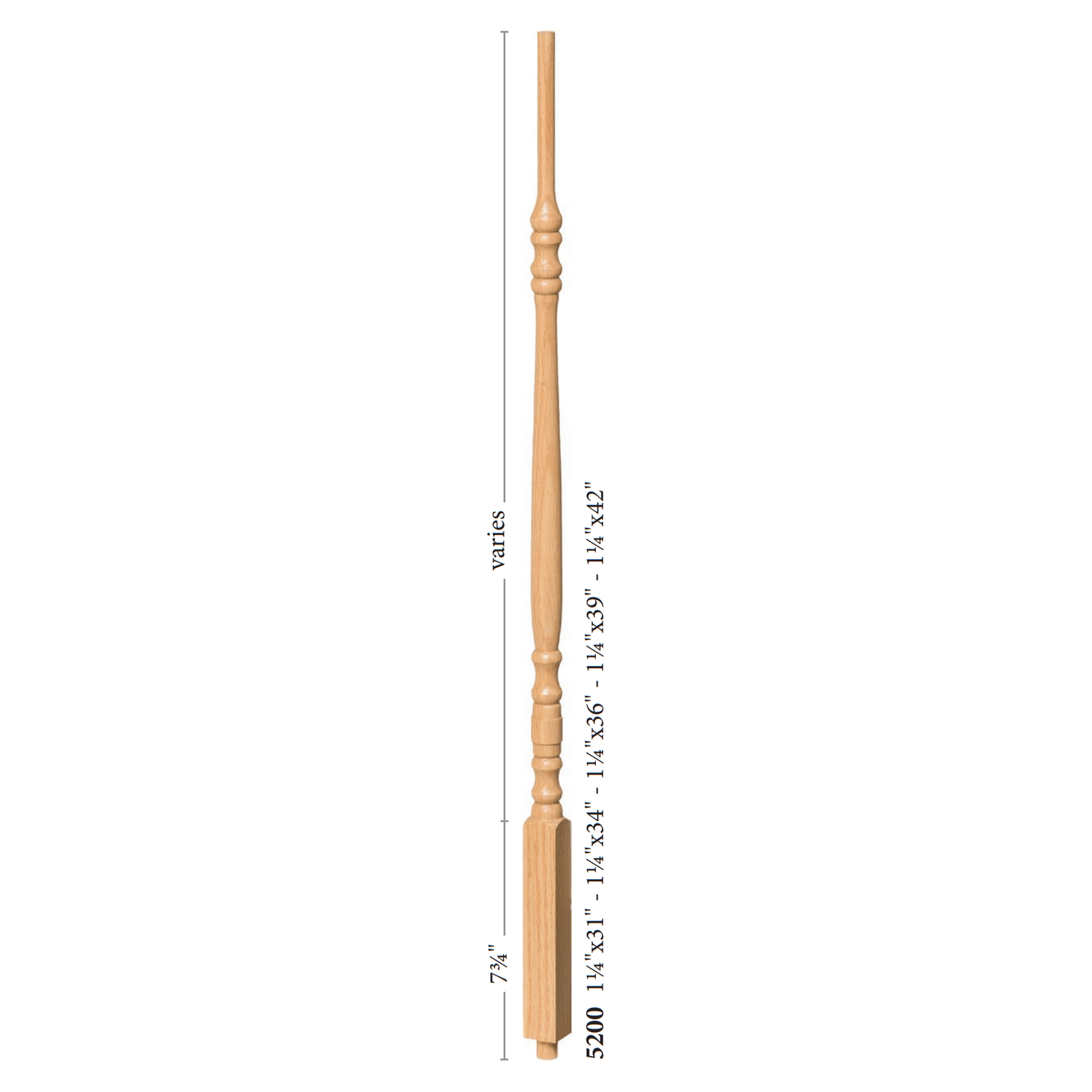 Hampton 1 - 1/4" 5200 Structural Rise Pin Top Baluster - Stair Parts USA