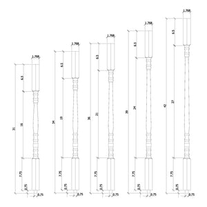 Hampton 1 - 1/4" 5205 Structural Rise Square Top Baluster - Stair Parts USA