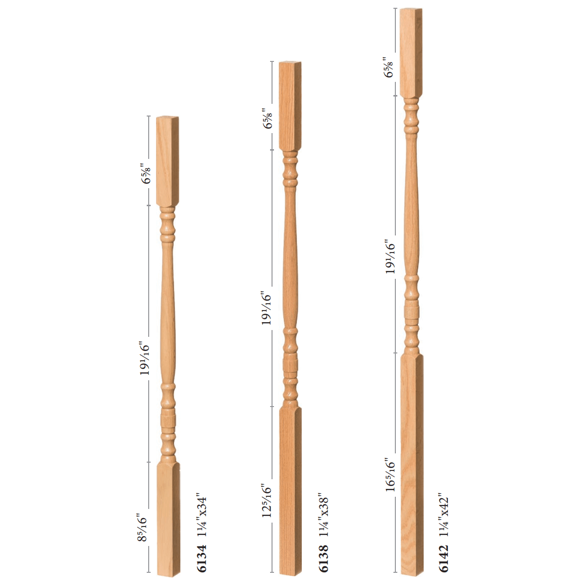 Hampton 1 - 1/4" 6134 Elegant Rise Square Top Baluster (6134, 6138, 6142) - Stair Parts USA