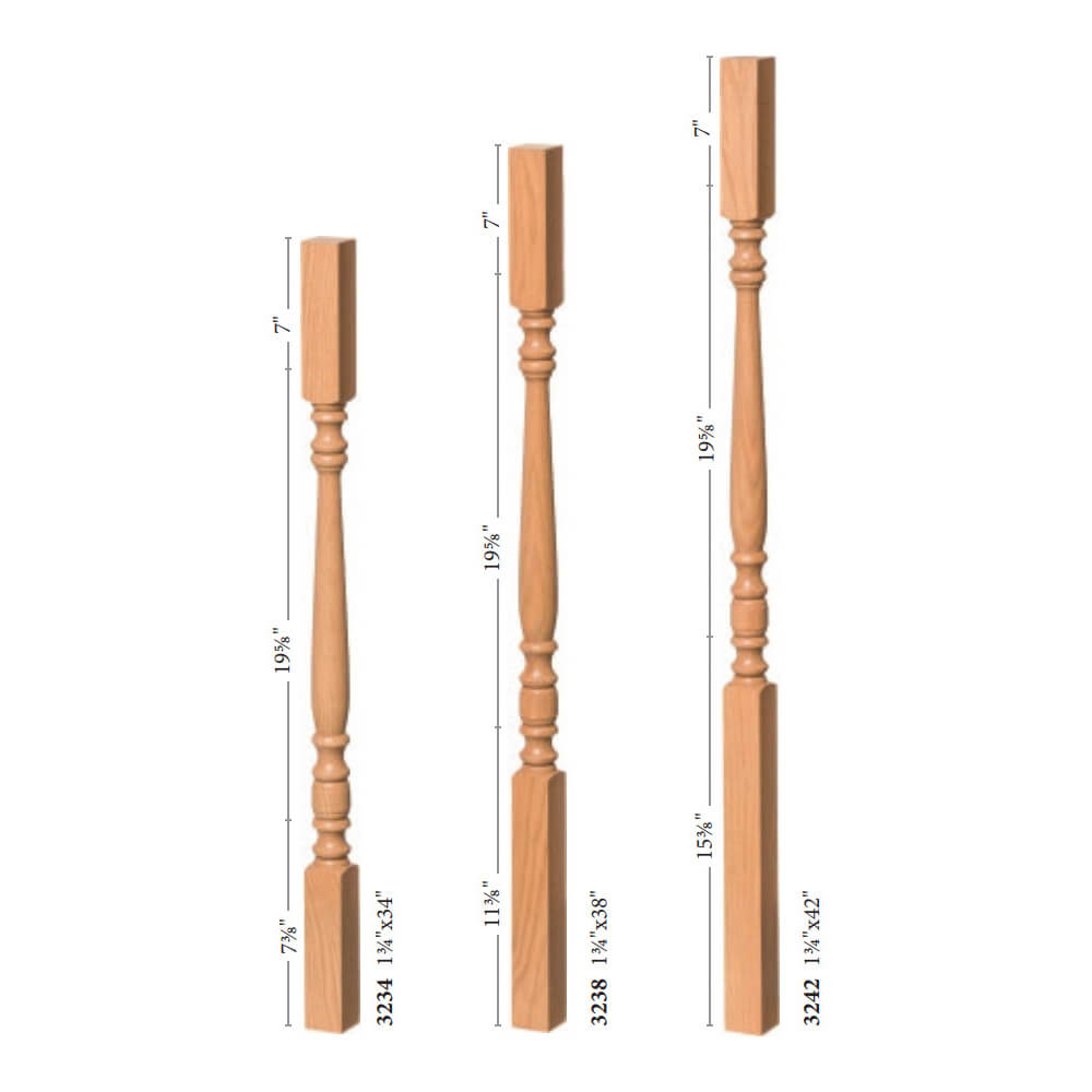 Hampton 1-3/4" 3234 Elegant Rise Square Top Baluster (3234, 3238, 3242)