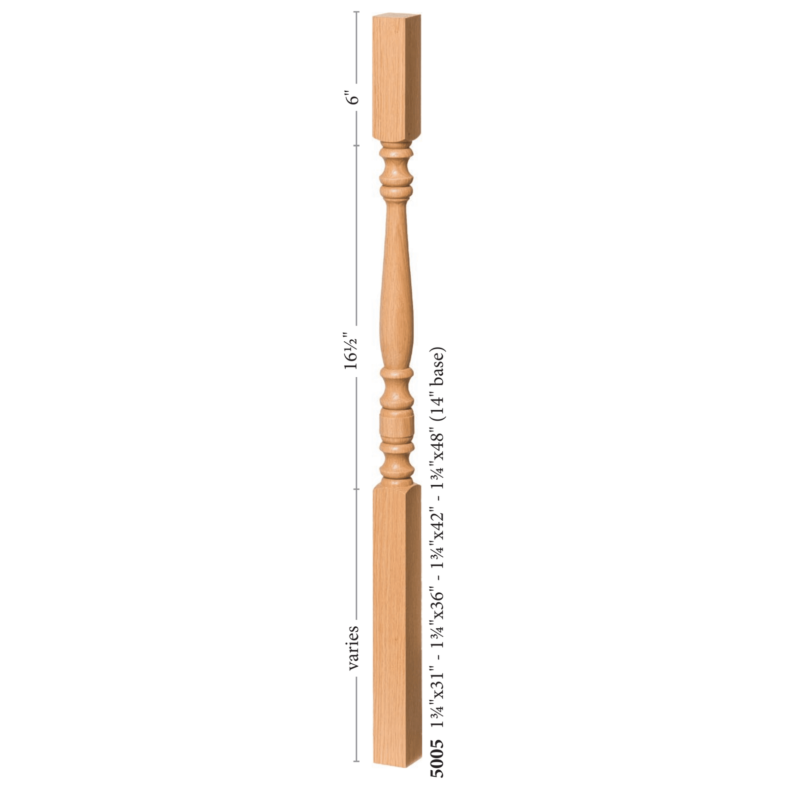 Hampton 1 - 3/4" 5005 Elegant Rise Square Top Baluster - Stair Parts USA