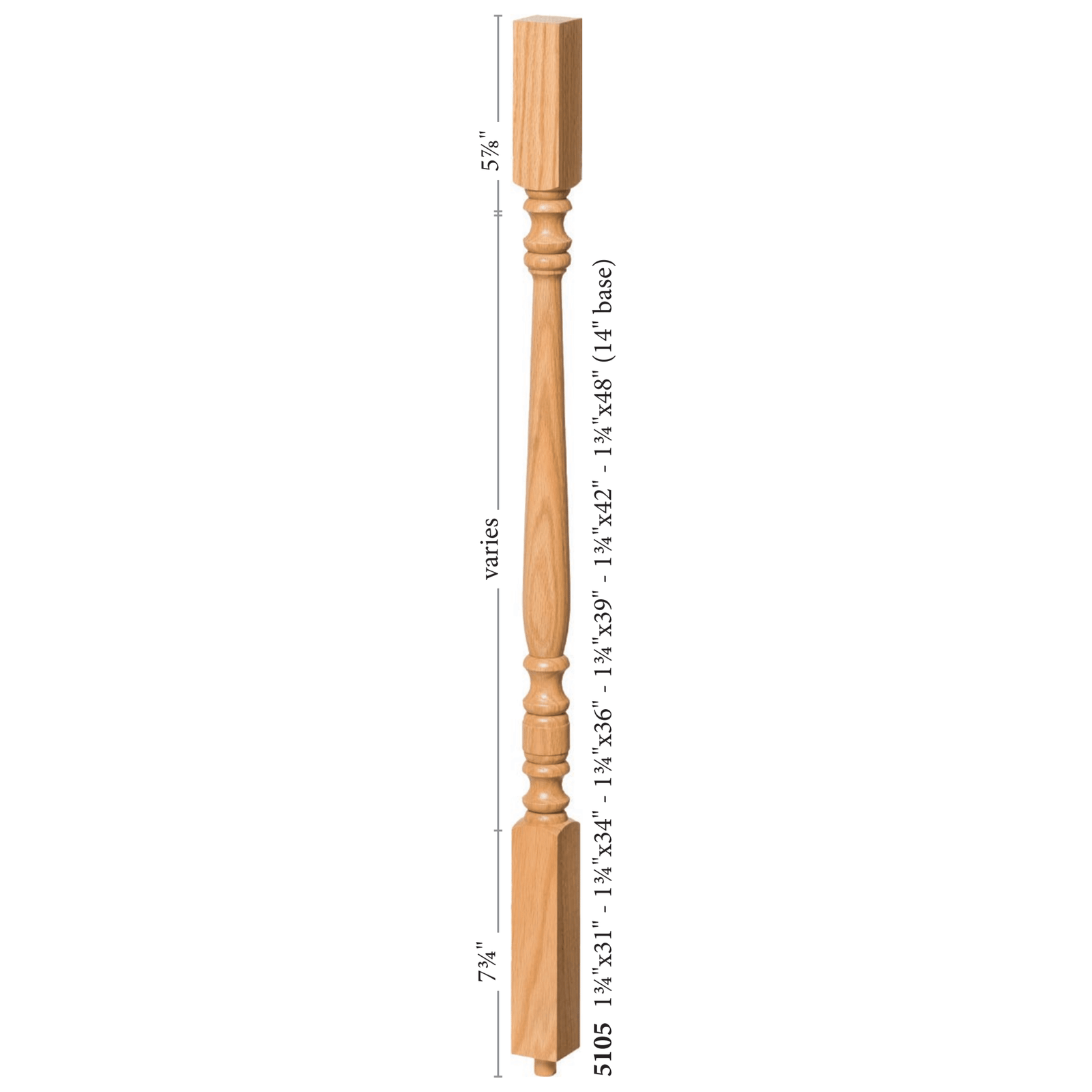 Hampton 1-3/4" 5105 Structural Rise Square Top Baluster