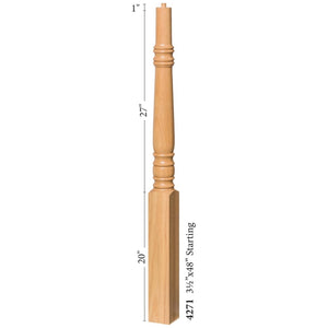 Hampton 3 - 1/2" 4270 Pin Top Turned Newel - Stair Parts USA