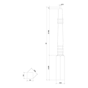 Hampton 3 - 1/2" 4270 Pin Top Turned Newel - Stair Parts USA