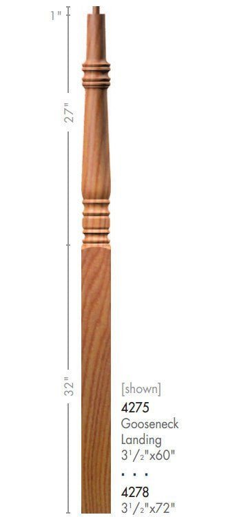 Hampton 3 - 1/2" 4275 Pin Top Turned Newel (4275, 4278) - Stair Parts USA