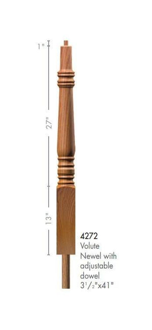 Hampton 3 - 1/2" x 41" 4272 Pin Top Turned Newel - Stair Parts USA