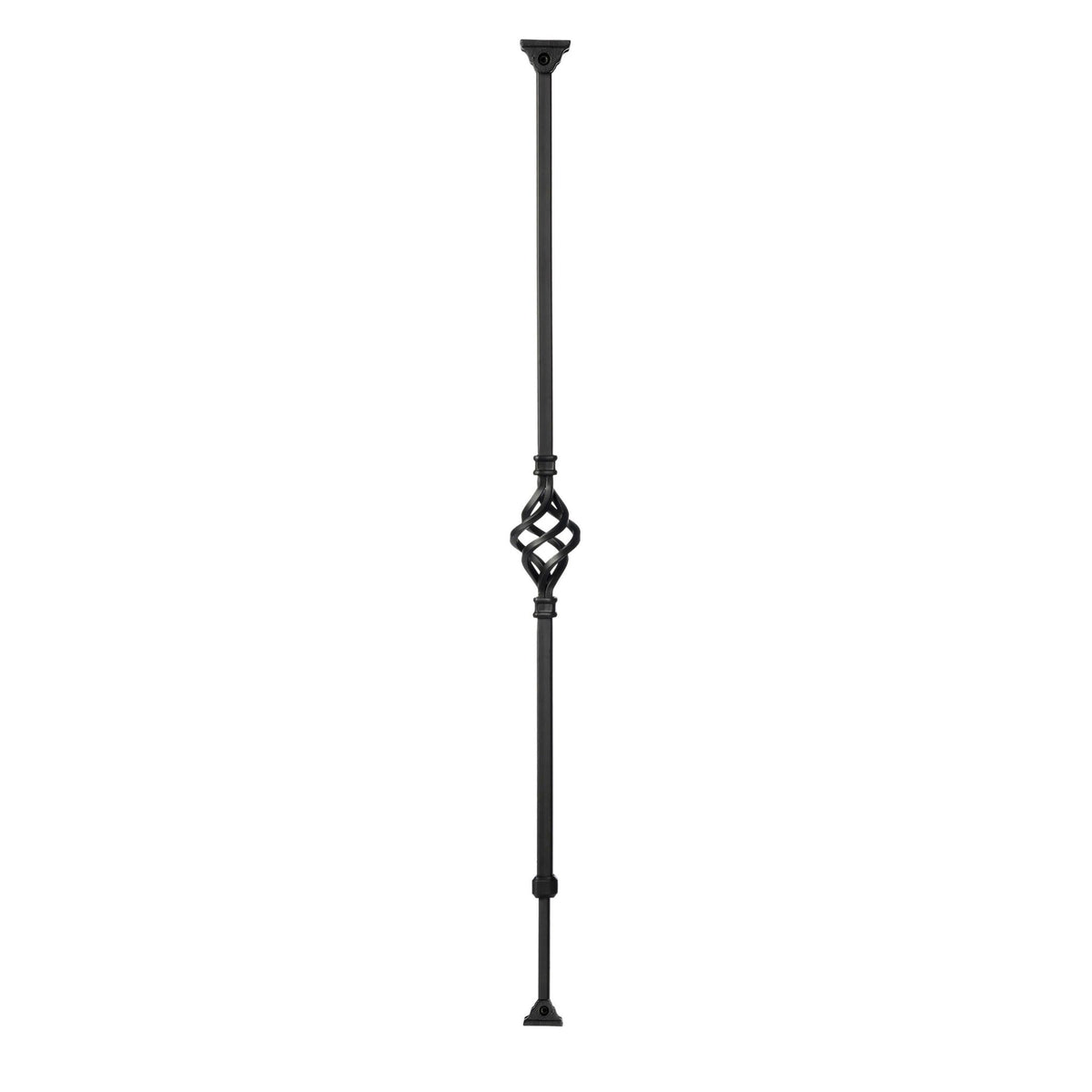 KNEE WALL SERIES: "Ole Iron Slides" - 1/2" Square x 26 - 1/2" - 32"H Single Basket Adjustable Hollow Iron Baluster (ISBAS - KW) - Stair Parts USA
