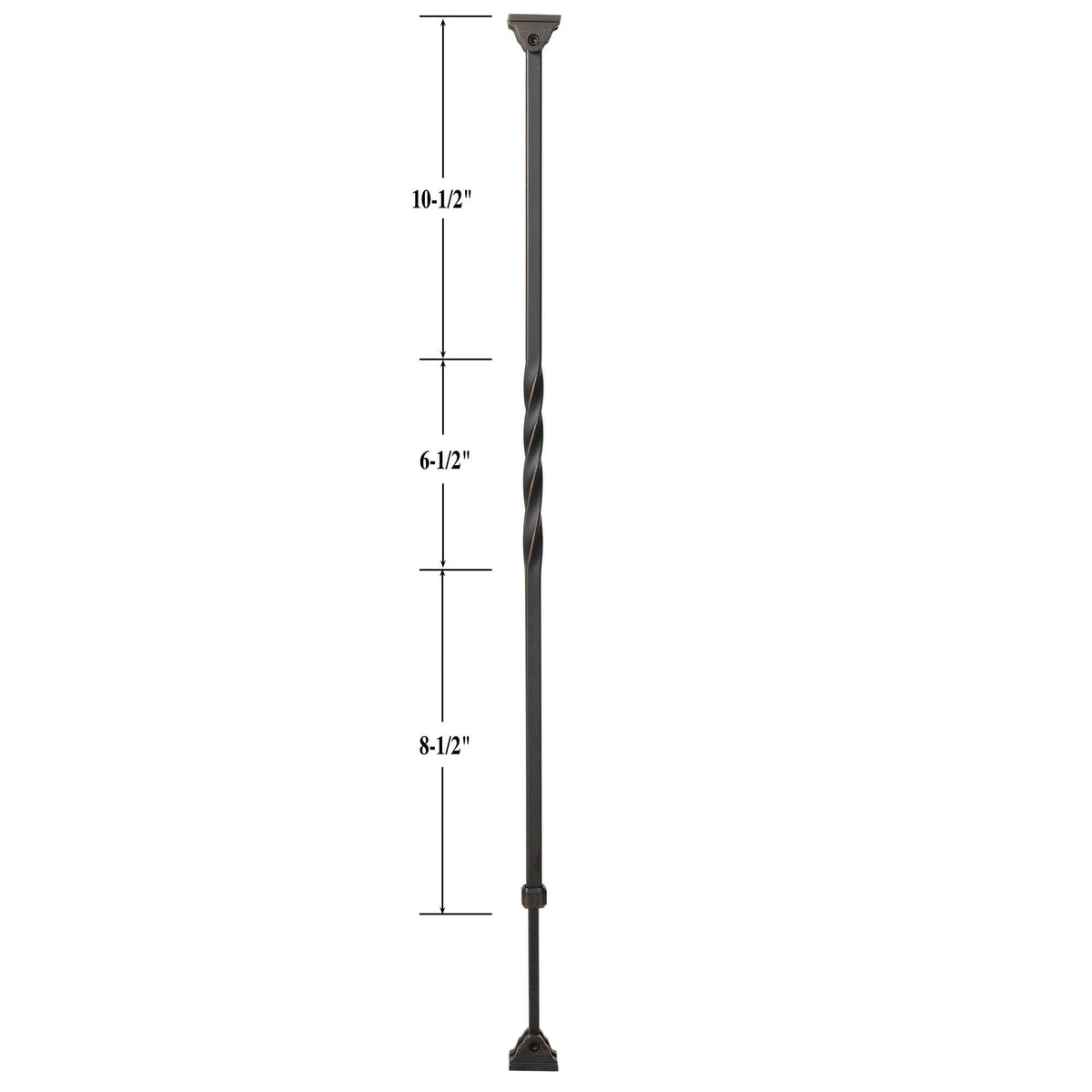 KNEE WALL SERIES - "Ole Iron Slides" - 1/2" Square x 26 - 1/2" - 32"H Single Twist Adjustable Hollow Iron Baluster (KW - ISTW) - Stair Parts USA