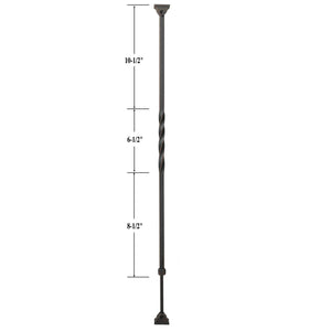 KNEE WALL SERIES - "Ole Iron Slides" - 1/2" Square x 26 - 1/2" - 32"H Single Twist Adjustable Hollow Iron Baluster (KW - ISTW) - Stair Parts USA