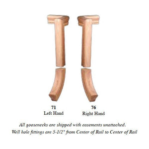 Left Hand Gooseneck w/No Cap Fitting for 6210 Handrail (7271) - Stair Parts USA