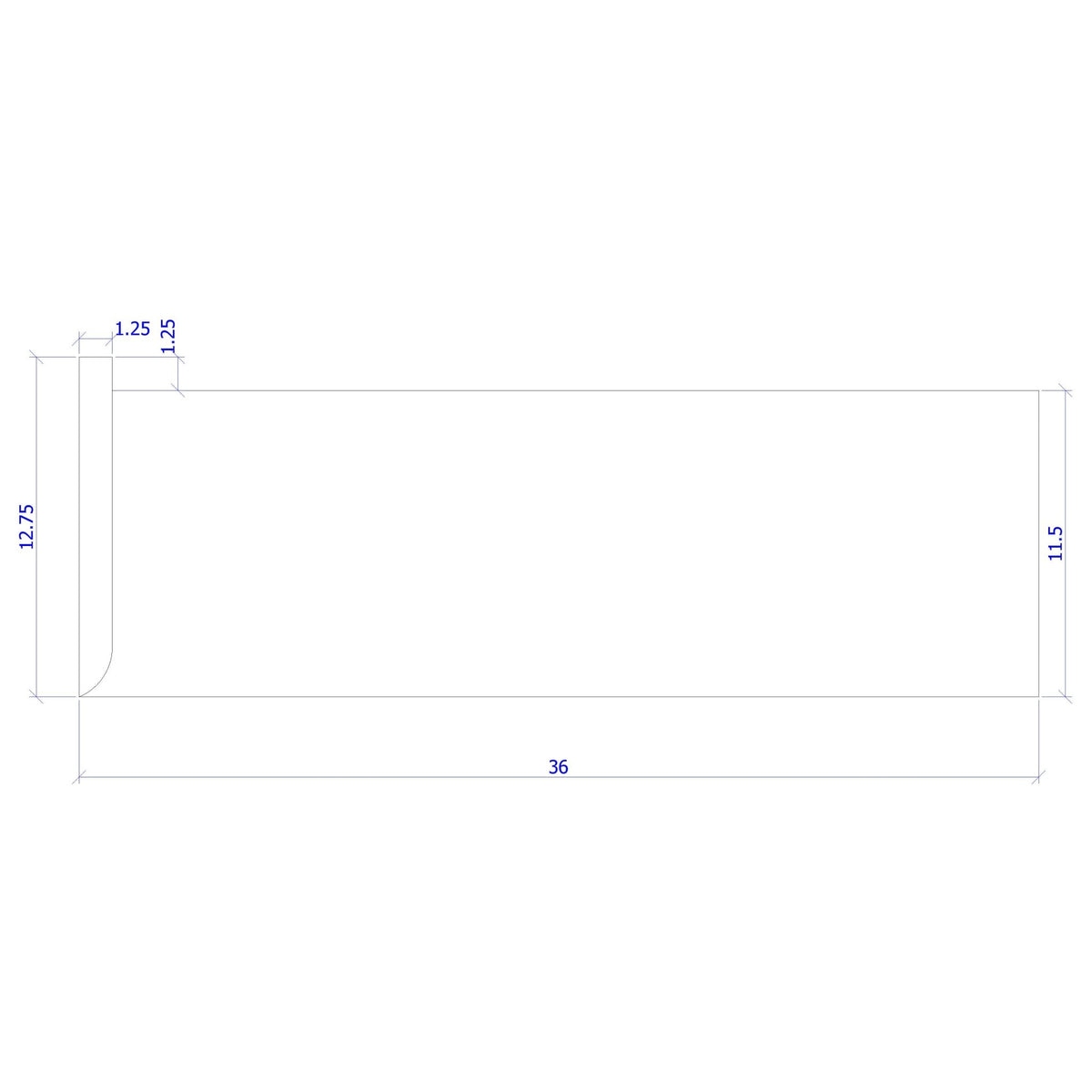 Left Hand Return 1" x 11 - 1/2" Stair Tread (1200LH) - Stair Parts USA