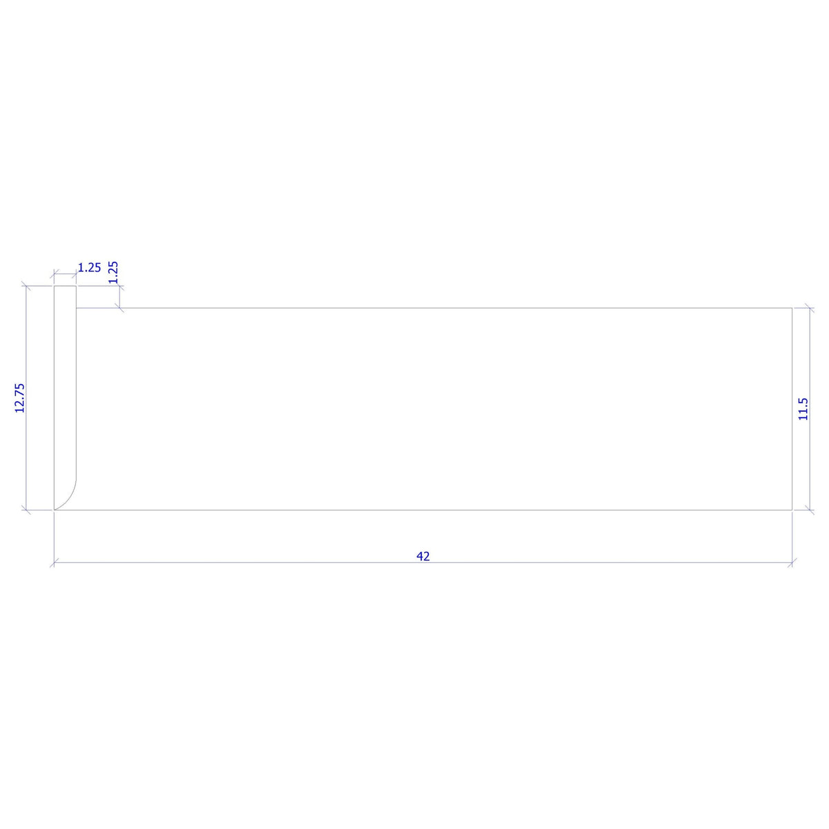 Left Hand Return 1" x 11 - 1/2" Stair Tread (1200LH) - Stair Parts USA