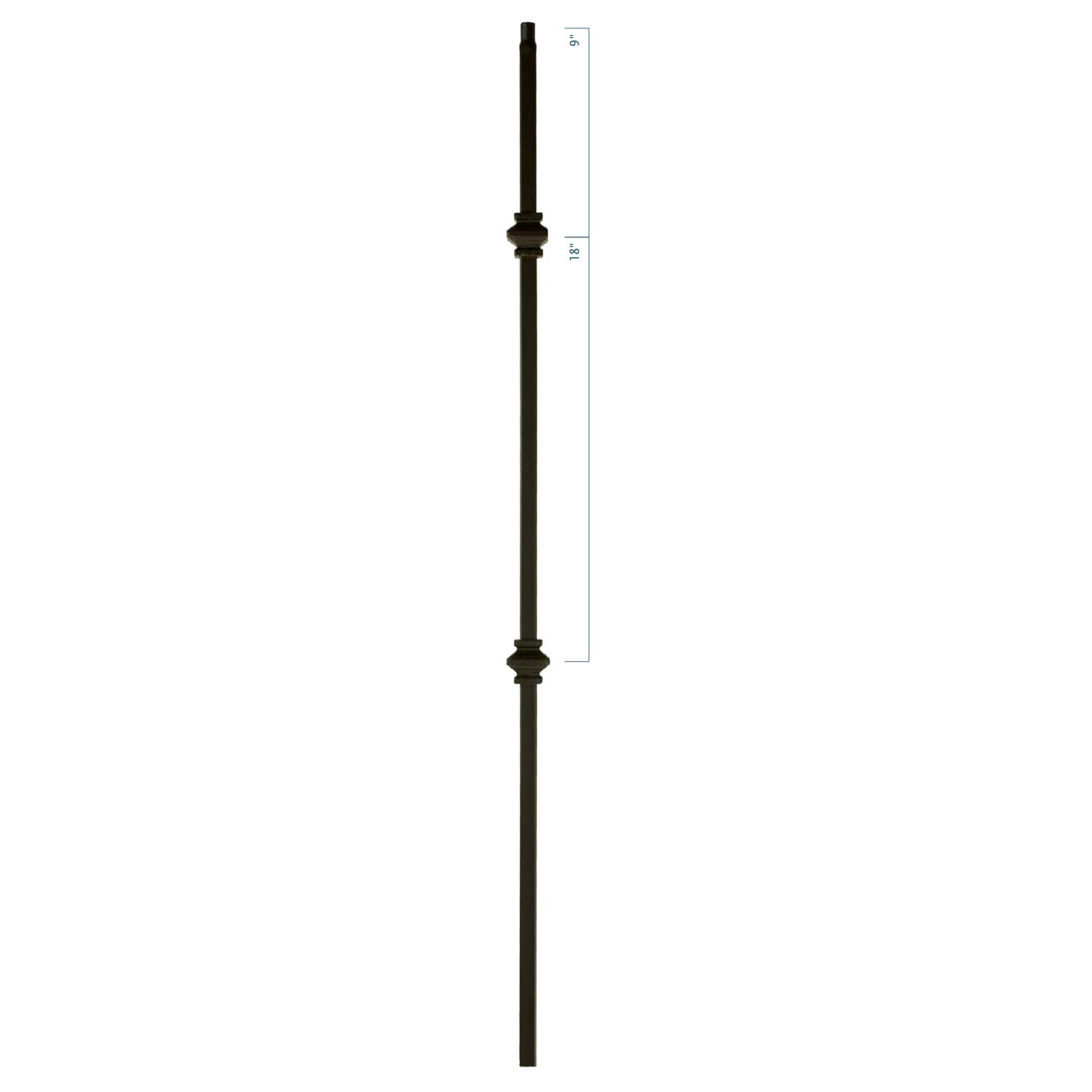 MEGA Series 3/4" Square x 44"H Double Knuckle Hollow Iron Baluster (MEGA - 2KNUC) - Stair Parts USA