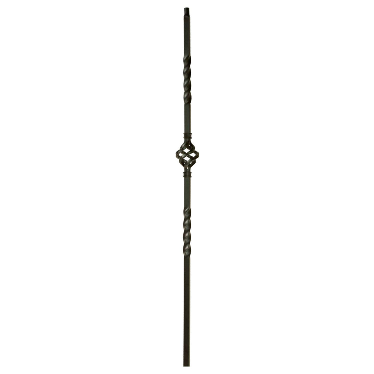 MEGA Series 3/4" Square x 44"H Single Basket Double Twist Hollow Iron Baluster (MEGA - 1BASK) - Stair Parts USA