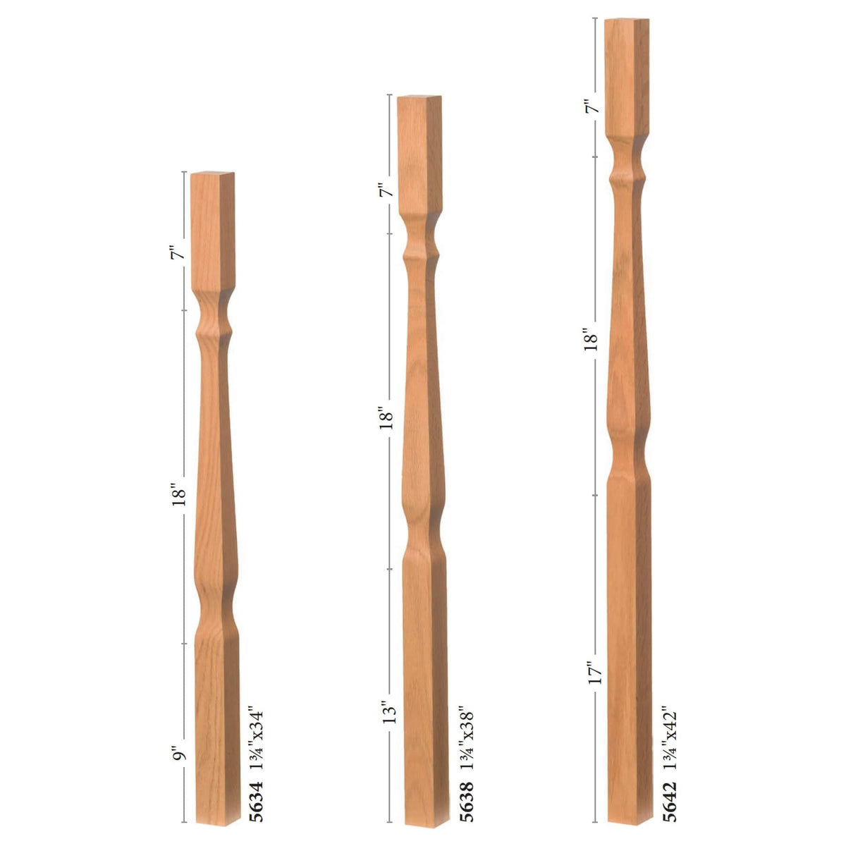 Mission 1 - 3/4" 5634 Elegant Rise Square Top Baluster (5634, 5638, 5642) - Stair Parts USA