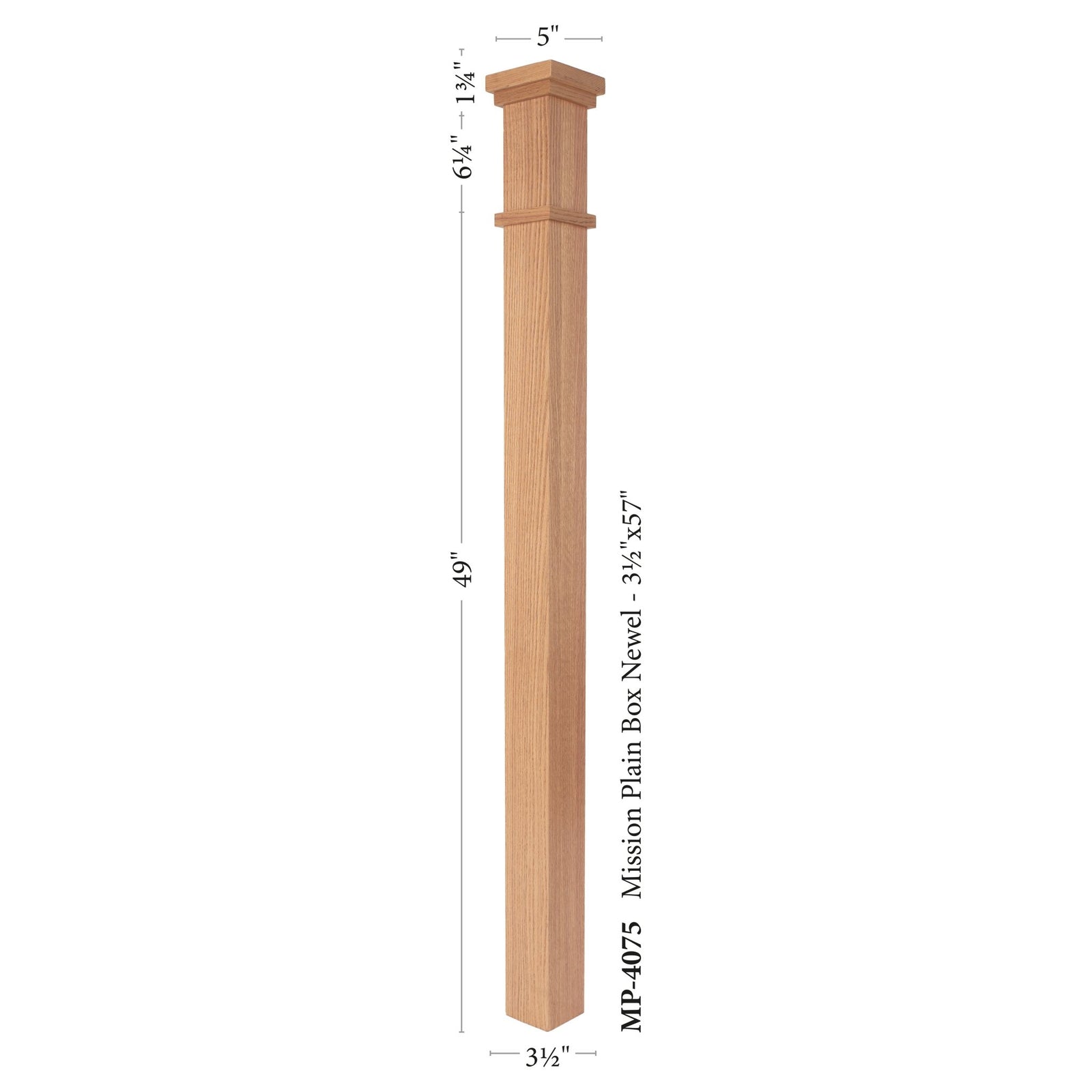 Mission Plain 3-1/2" x 57" Solid Box Newel (MP-4075)