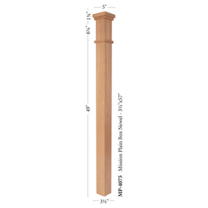 Mission Plain 3 - 1/2" x 57" Solid Box Newel (MP - 4075) - Stair Parts USA