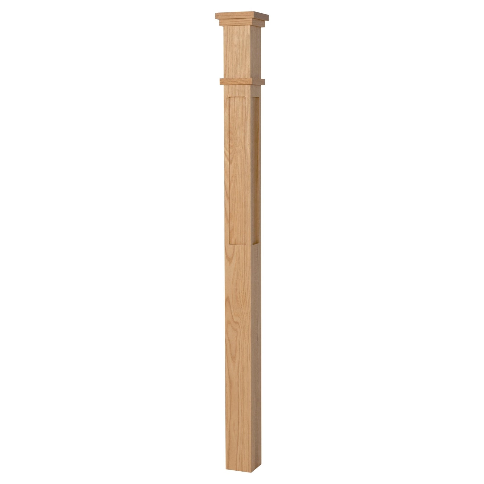 Mission Recessed Flat Panel 3 - 1/2" x 58" Solid Box Newel (MFP - 4075) - Stair Parts USA