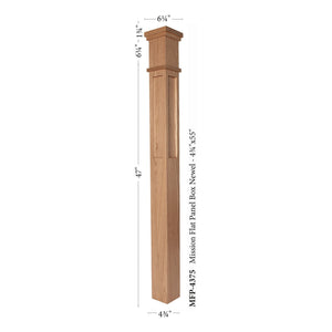 Mission Series: 4 - 3/4" x 55" Mission Flat Panel Box Newel (MFP - 4375) - Stair Parts USA