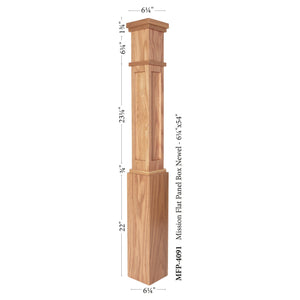 Mission Series 6 - 1/4" x 54" Flat Panel Box Newel (MFP - 4091) - Stair Parts USA