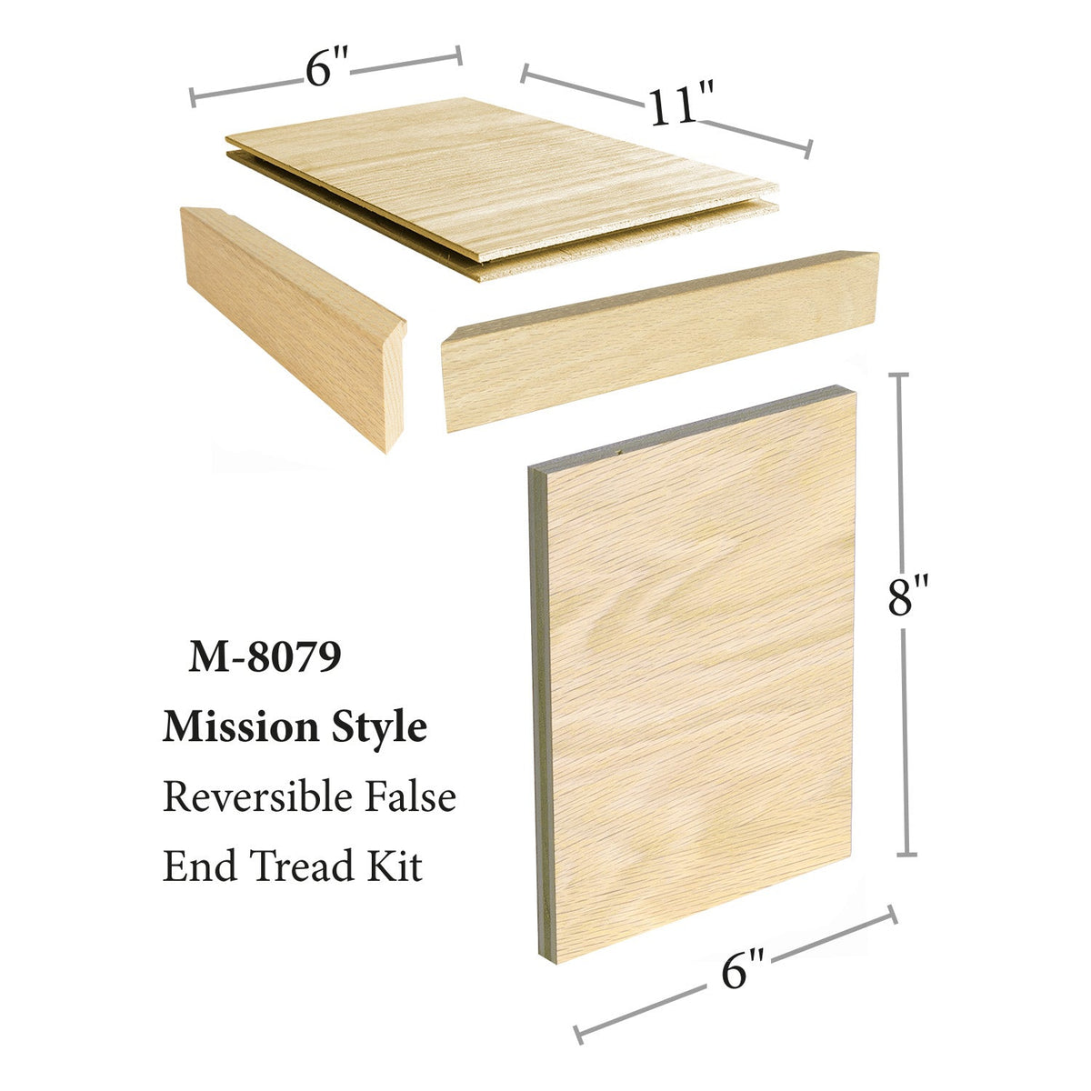 Mission - Style Reversible False End Tread Kit (M - 8079) - Stair Parts USA
