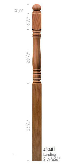 Hampton 3-1/2" 4500LT Short Block Turned Newel (4500LT, 4504LT)