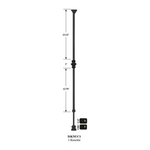 "Ole Iron Slides" - 1/2" Square x 30" - 38"H - Single Knuckle Adjustable Hollow Iron Baluster (ISKNUC1) - Stair Parts USA