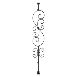 "Ole Iron Slides" - 1/2" Square x 30"-38"H Standard Scroll Adjustable Hollow Iron Baluster (ISSCR)