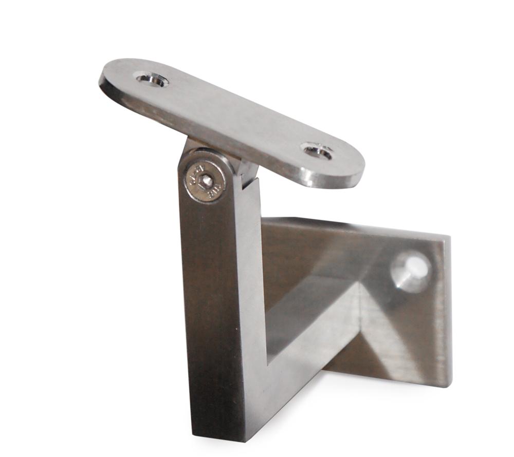 Pivotable Stainless Steel Handrail Wall Mount Support for 1 - 14/25" Square Tube - Flat (E036500) - Stair Parts USA