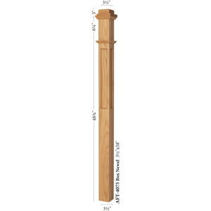 Recessed Flat Panel 3 - 1/2" x 58" Plain Box Newel (4075 - AFP) - Stair Parts USA