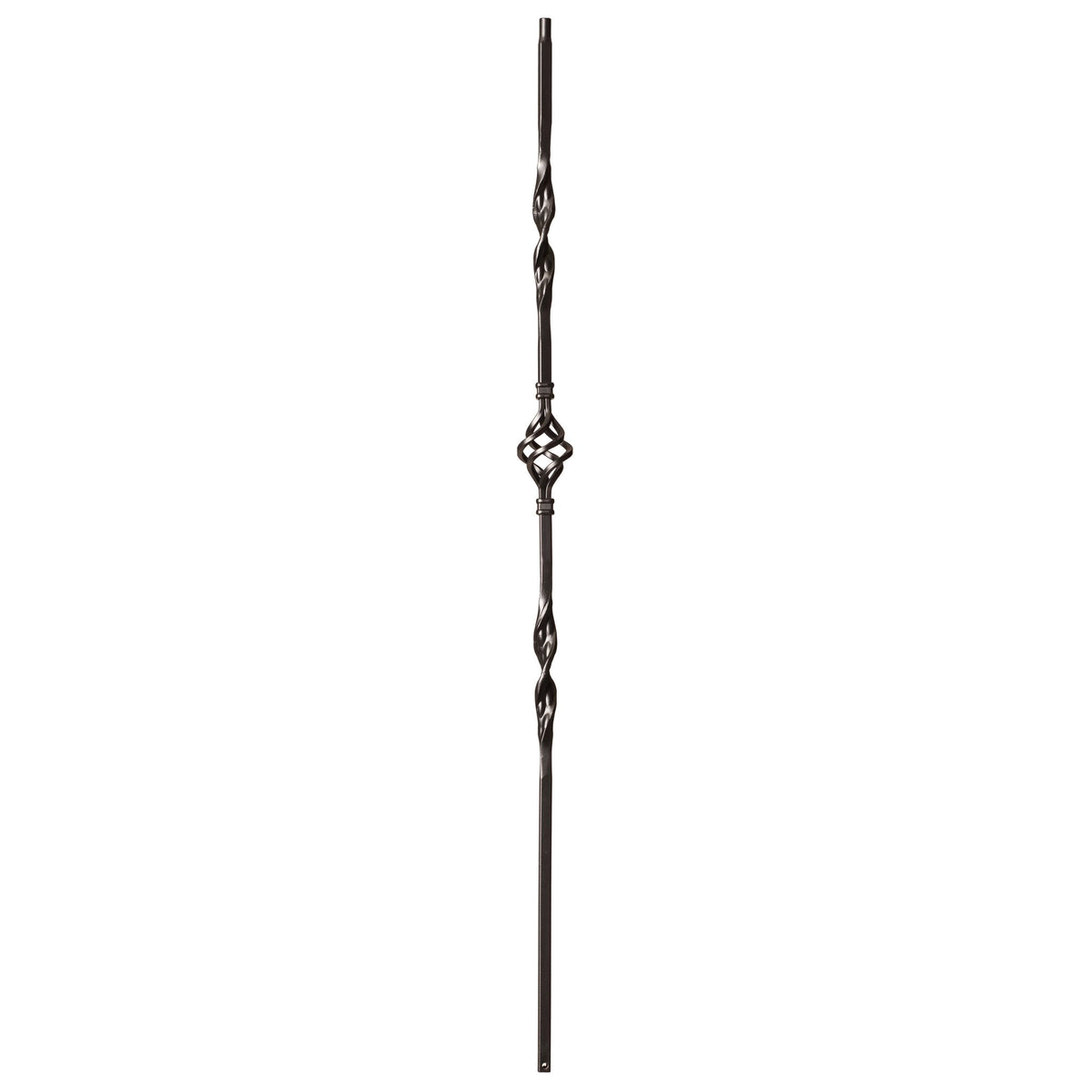 Ribbon Series 1/2" Square x 44"H Double Ribbon Single Basket Hollow Iron Baluster (9012RS) - Stair Parts USA