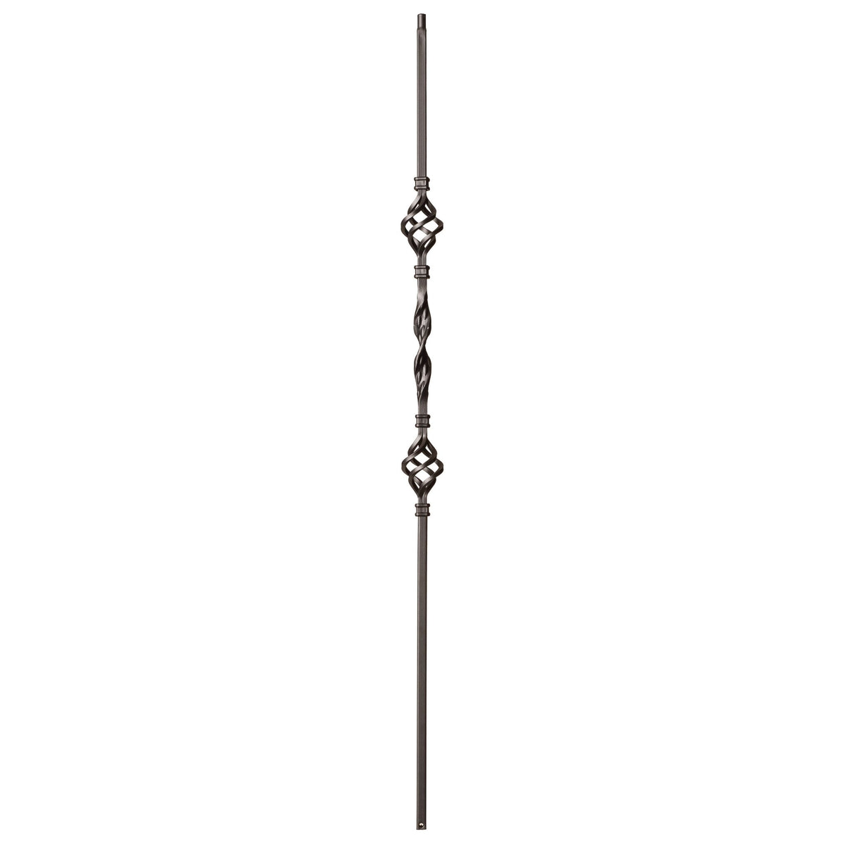 Ribbon Series 1/2" Square x 44"H Single Ribbon Double Basket Hollow Iron Baluster (9013RS) - Stair Parts USA