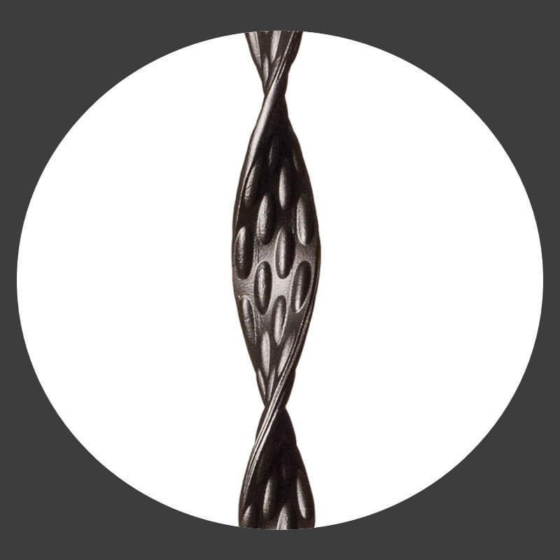 Ribbon Series 1/2" Square x 44H Single Ribbon Hollow Iron Baluster (9010RS) - Stair Parts USA